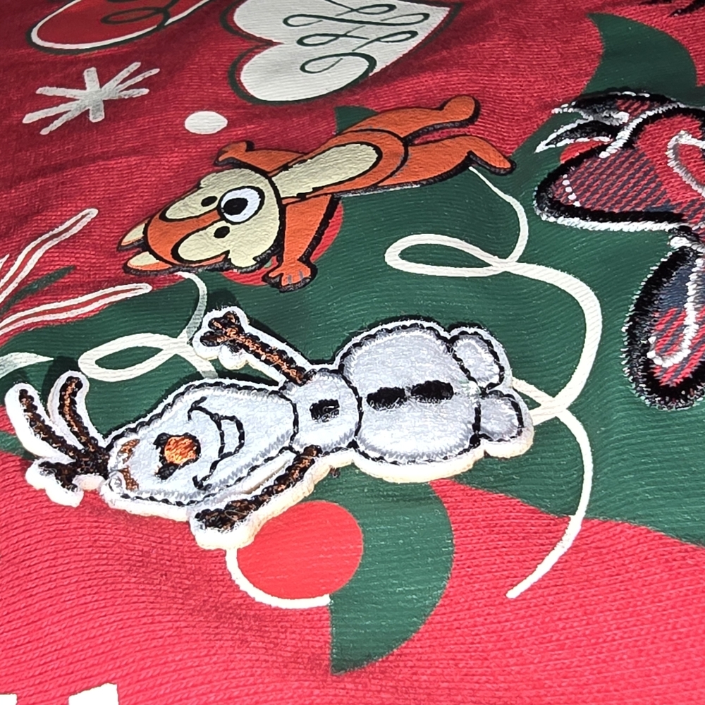Disney Parks Girls Christmas Red Shirt Sz L Minnie Tree 3d Character Ornaments - Picture 6 of 10